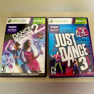 Dance LOT Dance Central 2 & Just Dance 3 Xbox 360 Kinect both WORK